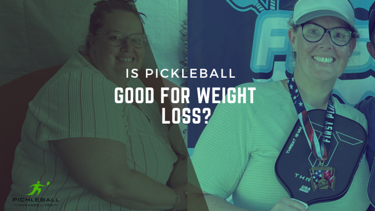 Is pickleball good fo weight loss? A before and after photo of a pickler who lost weight.