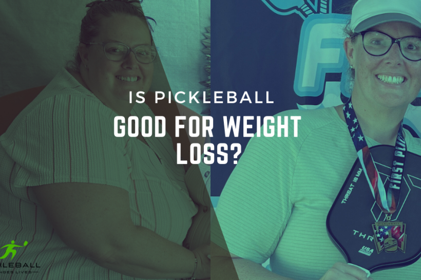 Is pickleball good fo weight loss? A before and after photo of a pickler who lost weight.