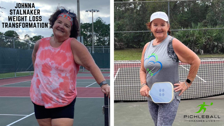 Johnna Stalnaker Before and After Weight loss through pickleball